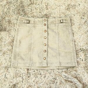 GAP‎ Vintage Y2K Gray Corduroy Snap Front Mini Skirt Size 10